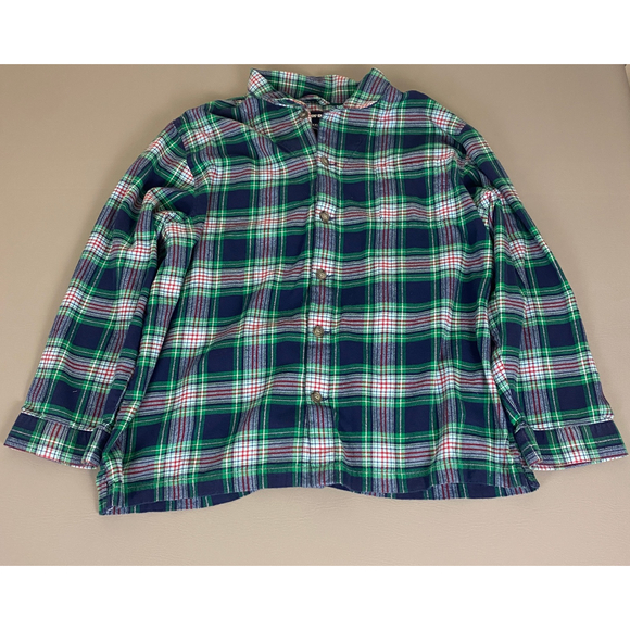 Lands' End Flannel‎ Shirt Men's XXL 2XL Green Plaid Button Up Long Sleeve Cotton - Picture 1 of 13
